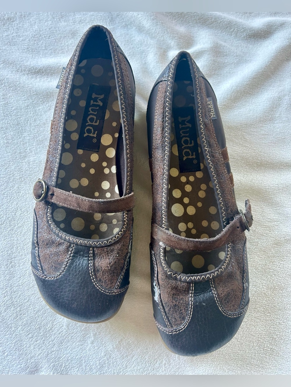 VTG Mudd “Chilly” Brown Mary Jane Flats with Polka Dot Insole Sz 8.5